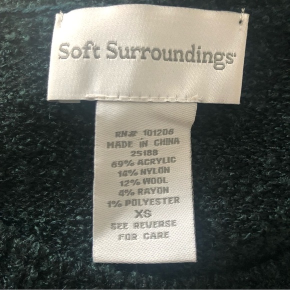 Soft Surroundings Raku Green Asymmetrical Woven Striped Hem Tunic Sweater XS - Picture 8 of 8